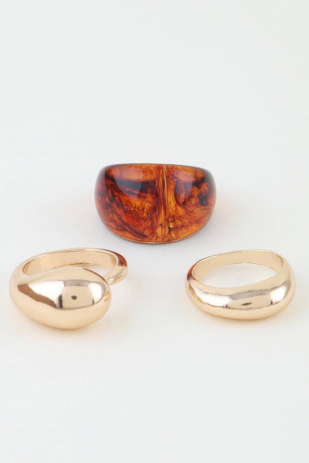 Women's Ring Set Modern Polished Marble Stone BYMANYC ® New York SCULPTURAL GEOMETRIC STACKABLE RINGS - New Collection-0