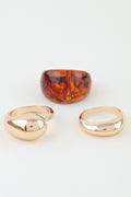 Women's Ring Set Modern Polished Marble Stone BYMANYC ® New York SCULPTURAL GEOMETRIC STACKABLE RINGS - New Collection-0