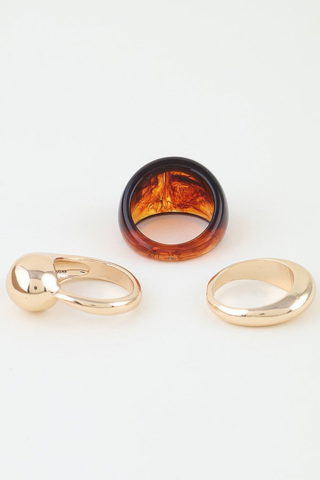 Women's Ring Set Modern Polished Marble Stone BYMANYC ® New York SCULPTURAL GEOMETRIC STACKABLE RINGS - New Collection-1