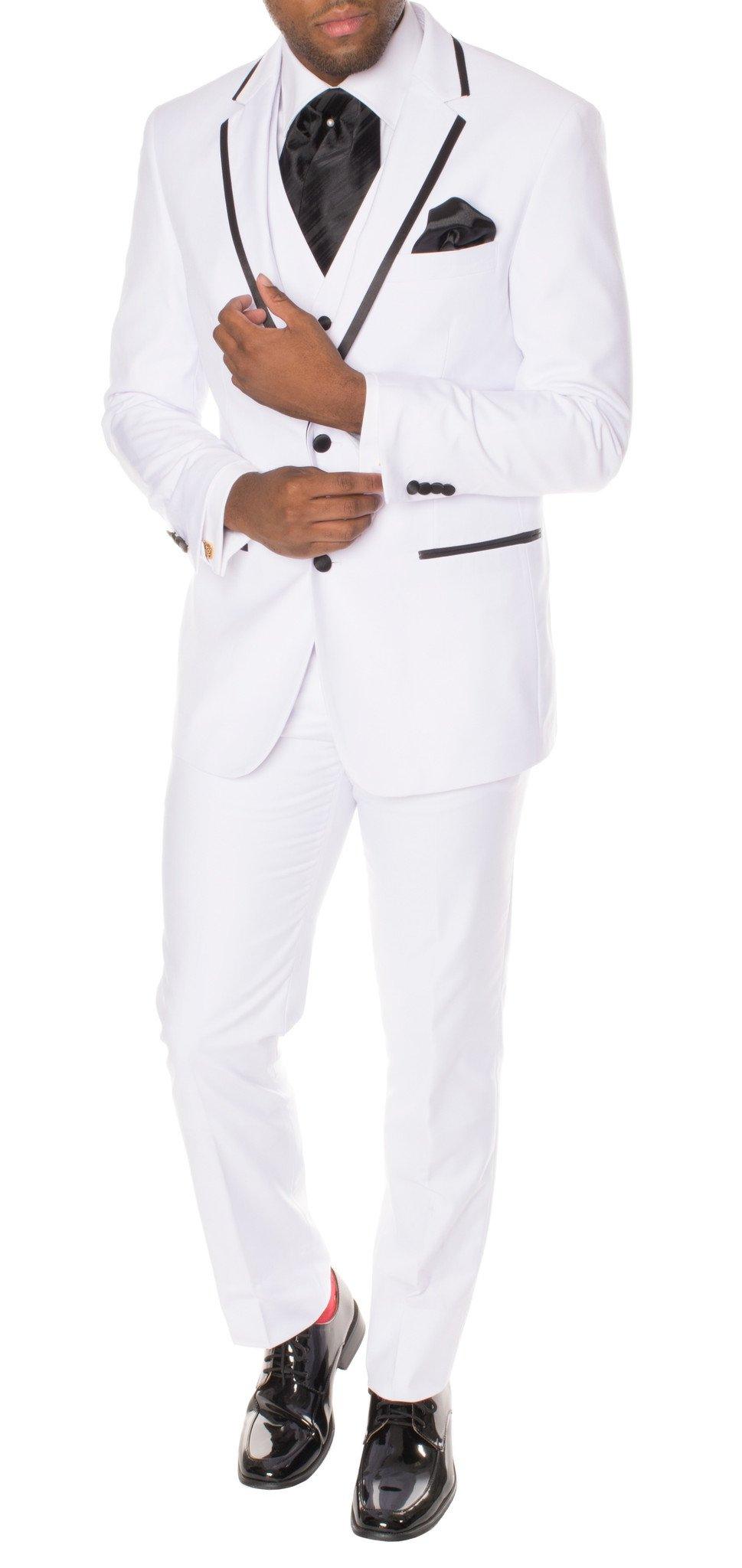 Celio White & Black 3 piece Slim Fit Tuxedo-1