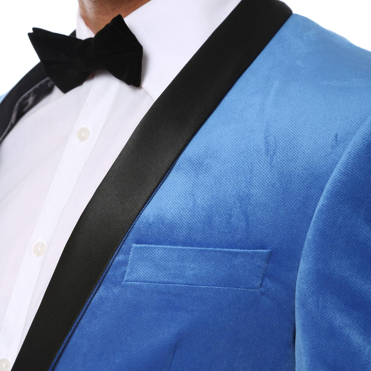 Enzo Royal Blue Slim Fit Velvet Shawl Tuxedo Blazer-4