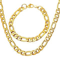 3mm-12mm Figaro - 18K Gold Plated Italian Style Necklace Figaro Jewelry Set-0