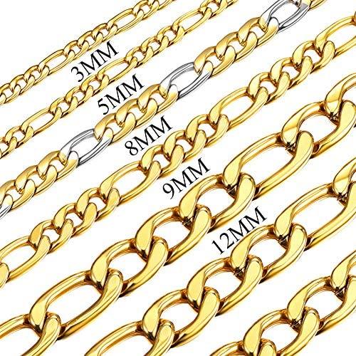 3mm-12mm Figaro - 18K Gold Plated Italian Style Necklace Figaro Jewelry Set-1