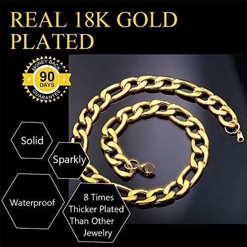3mm-12mm Figaro - 18K Gold Plated Italian Style Necklace Figaro Jewelry Set-3