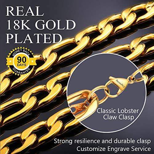 3mm-12mm Figaro - 18K Gold Plated Italian Style Necklace Figaro Jewelry Set-4