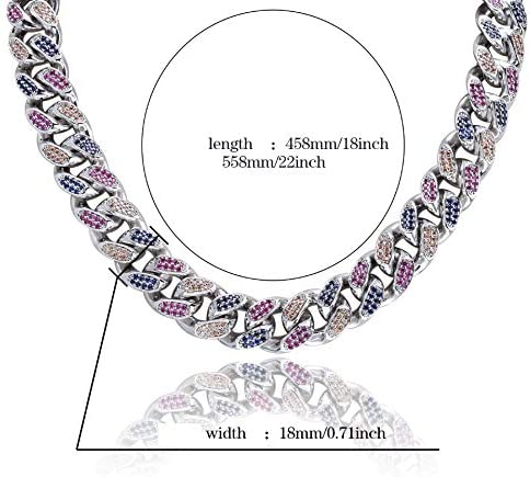 14mm - 18mm Frosted Miami Rainbow Cuban Chain Necklaces