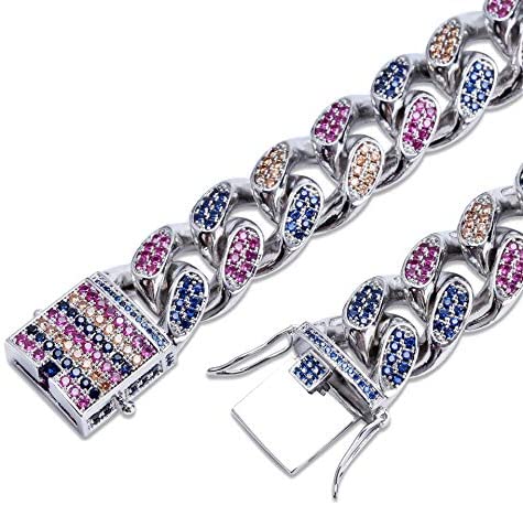 14mm - 18mm Frosted Miami Rainbow Cuban Chain Necklaces