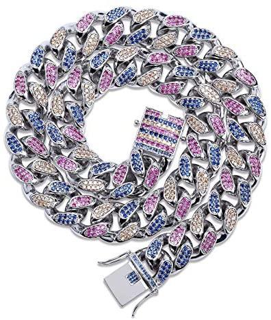 14mm - 18mm Frosted Miami Rainbow Cuban Chain Necklaces
