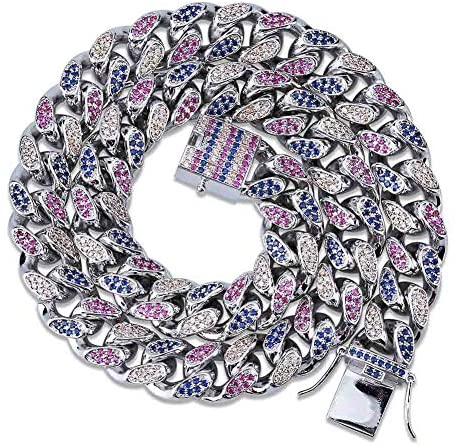 14mm - 18mm Frosted Miami Rainbow Cuban Chain Necklaces