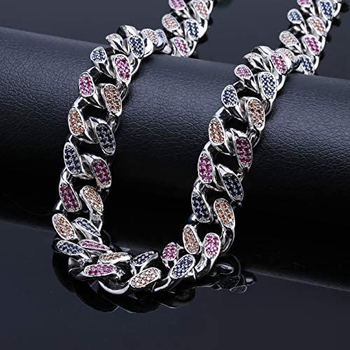 14mm - 18mm Frosted Miami Rainbow Cuban Chain Necklaces