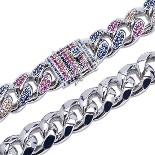 14mm - 18mm Frosted Miami Rainbow Cuban Chain Necklaces
