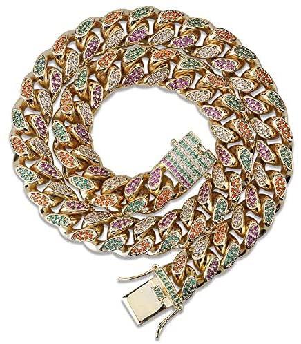 14mm - 18mm Frosted Miami Rainbow Cuban Chain Necklaces