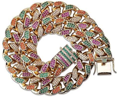 14mm - 18mm Frosted Miami Rainbow Cuban Chain Necklaces