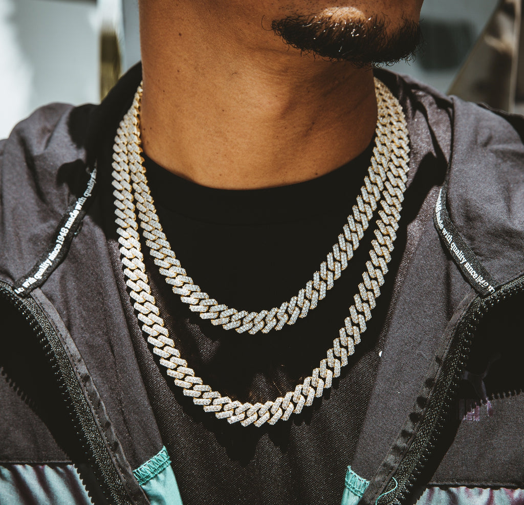 12mm Iced Cuban Chain Necklace Jewelry Sets-0