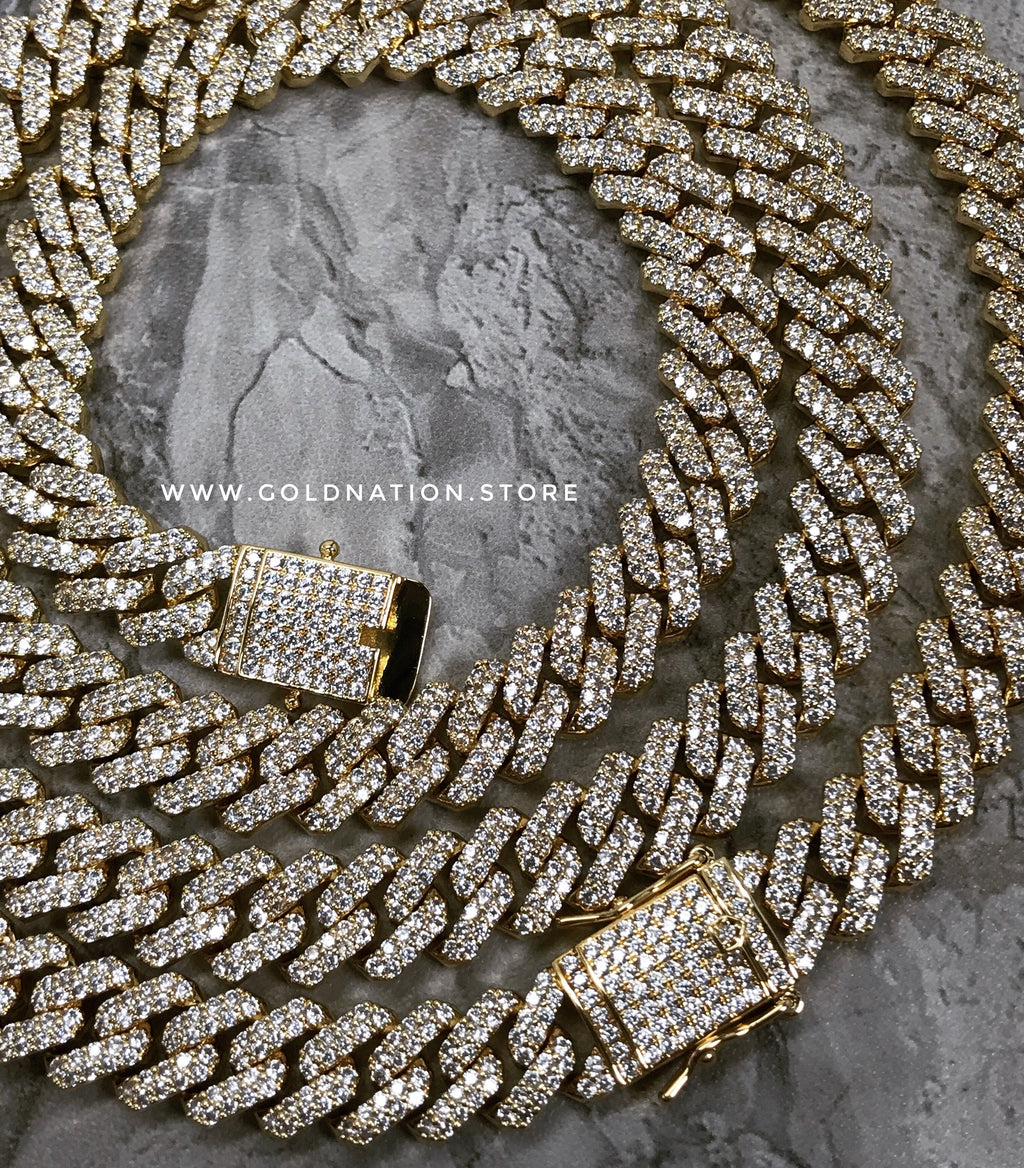12mm Iced Cuban Chain Necklace Jewelry Sets-3
