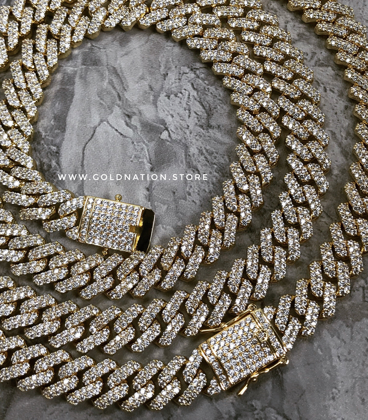 12mm Iced Cuban Chain Necklace Jewelry Sets-3