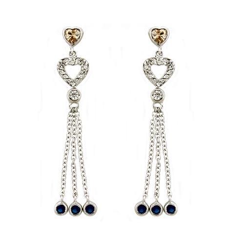 LOAS1337 - Rhodium 925 Sterling Silver Earrings with AAA Grade CZ  in Champagne-0