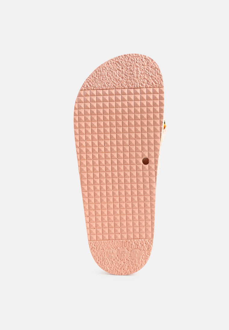 Miami Shot Bling Chain Strap Woven Slip On Flats-4