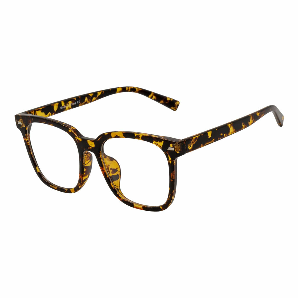 NEWPORT - Oversized Square Glasses Tortoise Shell Clear Lens-1
