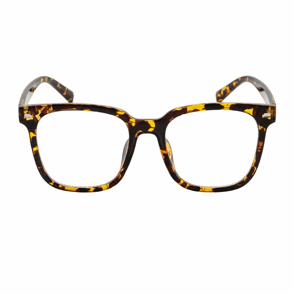 NEWPORT - Oversized Square Glasses Tortoise Shell Clear Lens-2