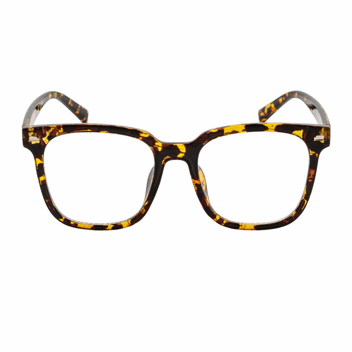 NEWPORT - Oversized Square Glasses Tortoise Shell Clear Lens-2