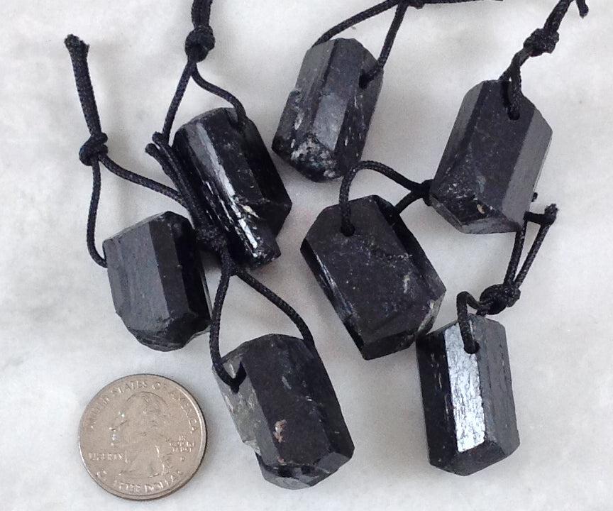 Black Tourmaline Rough Pendant (1pc)-1