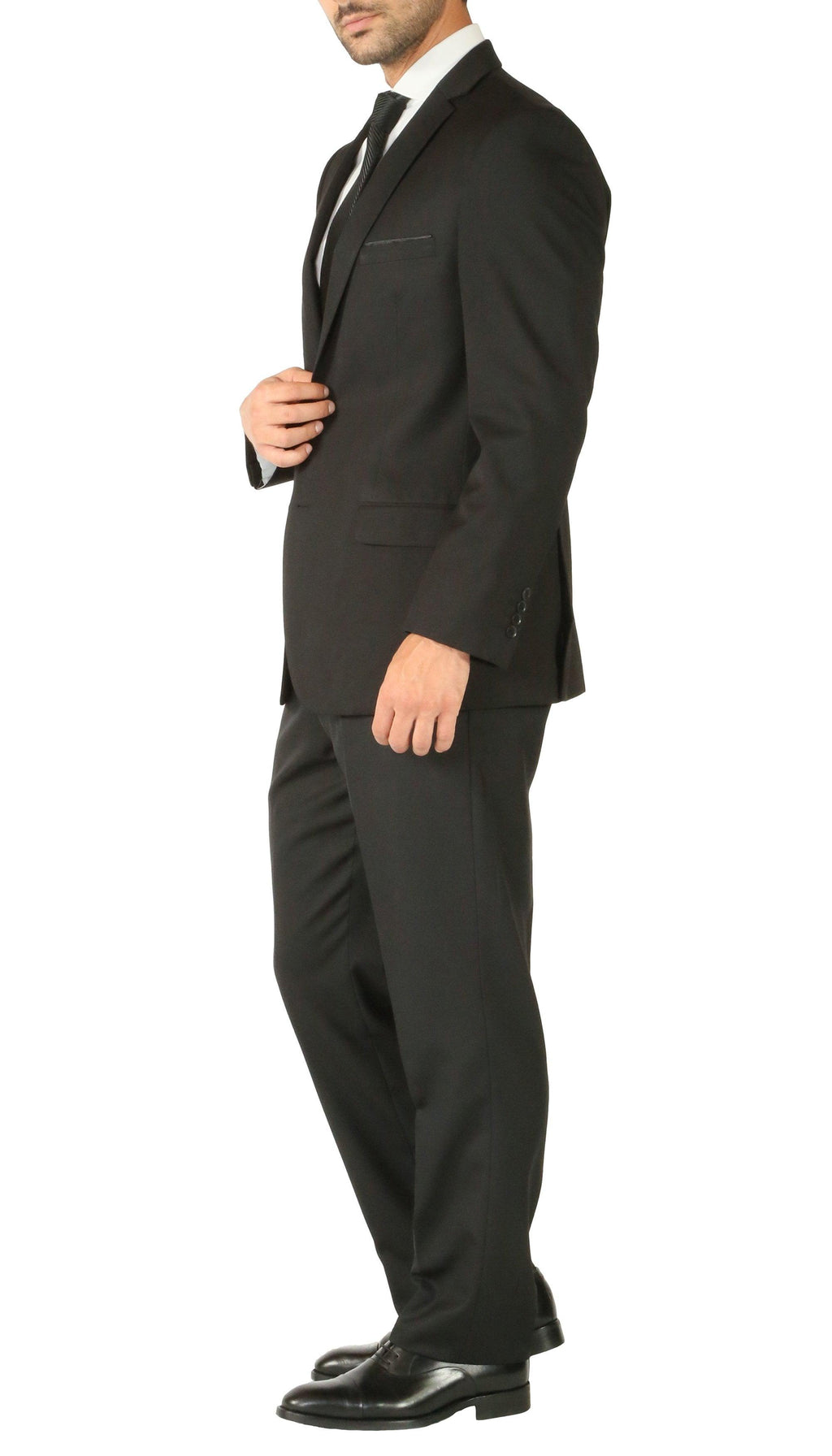 Rod Premium Black 2 Piece Wool Suit Stain Resistant Traveler Suit with 2 Pairs of Pants-1